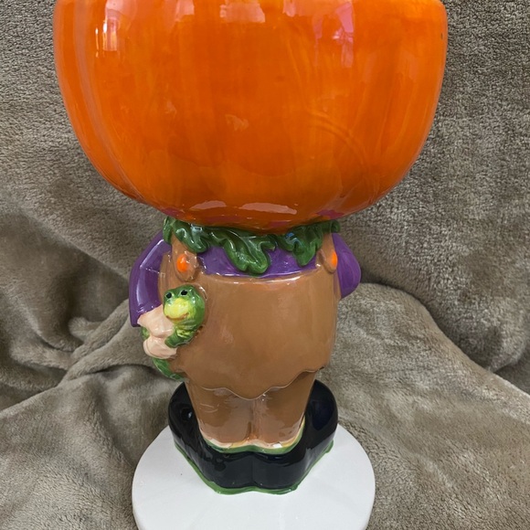 10” Halloween Pumpkin Ceramic Decorative Statue Bowl - Picture 3 of 16